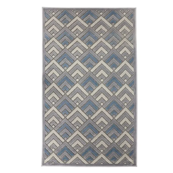 Covor living / dormitor Oriental Weavers Alice H 11/OH8, 120 x 170 cm, poliolefina chenila, gri + albastru, dreptunghiular