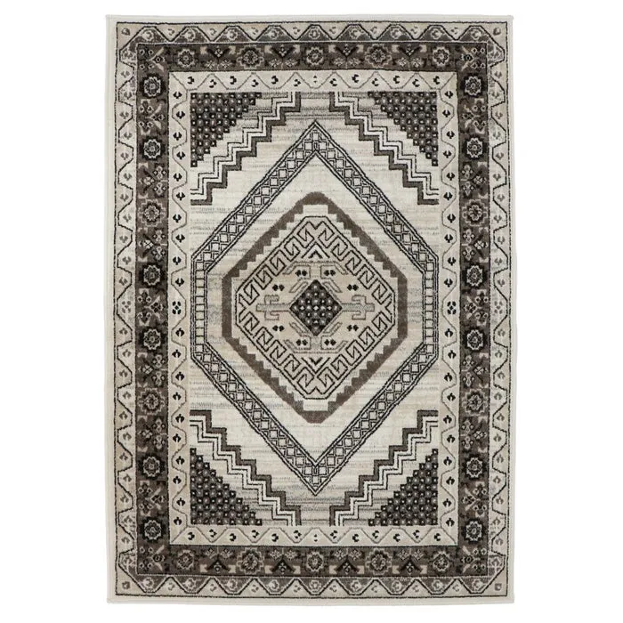 Covor living / dormitor Oriental Weavers Ferrera W 3335/EC9, 60 x 120 cm, polipropilena, bej + maro, dreptunghiular