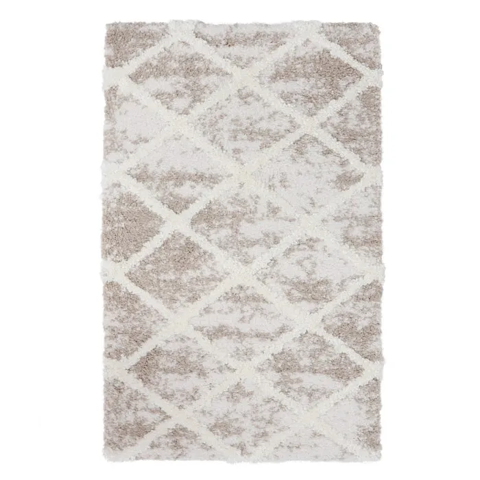 Covor living / dormitor Oriental Weavers Ivora Shag J 3071/PD9, 160 x 235 cm, poliester + polipropilena, crem, dreptunghiular