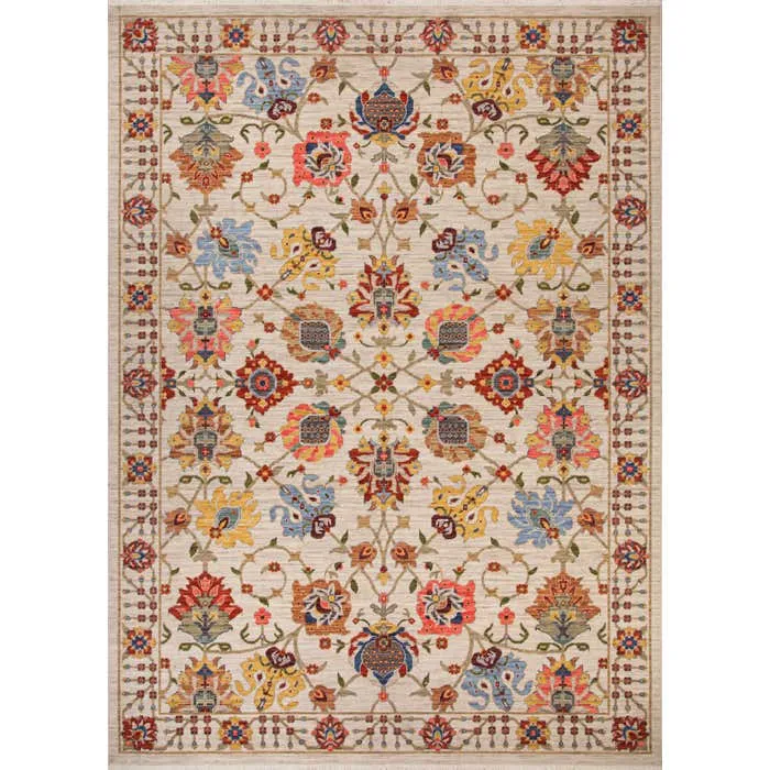 Covor living / dormitor Oriental Weavers Lucca W 0044/UX1, 240 x 340 cm, lana + nylon, bej + portocaliu + albastru, dreptunghiular