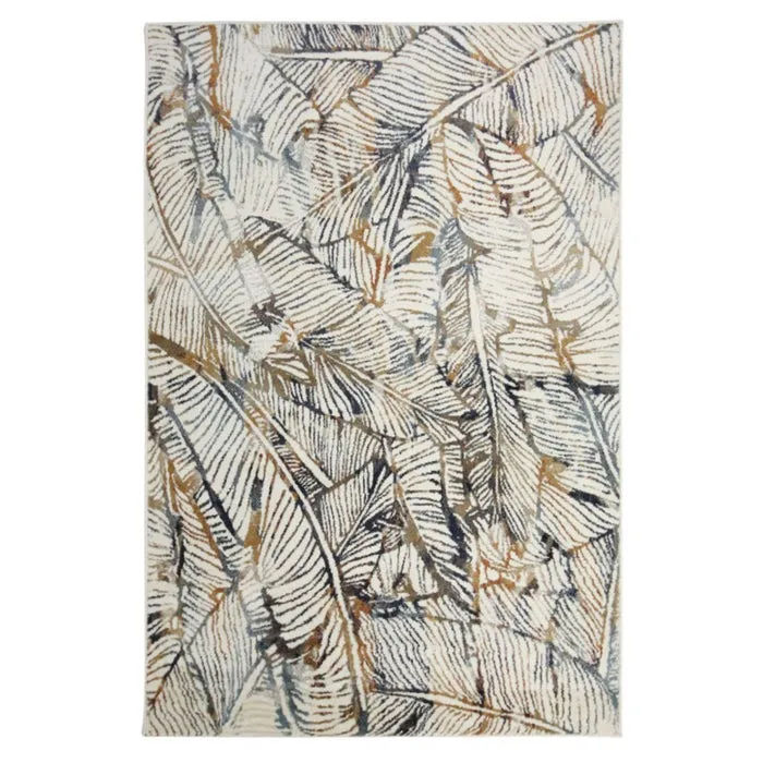 Covor living / dormitor Oriental Weavers Tamarai Y 8420/GB4, 160 x 235 cm, polipropilena heat-set, alb + gri + ocru, dreptunghiular
