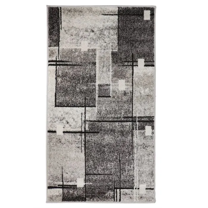 Covor living / dormitor Phoenix 30241-0244, 80 x 150 cm, polipropilena frize, bej + crem + gri, dreptunghiular