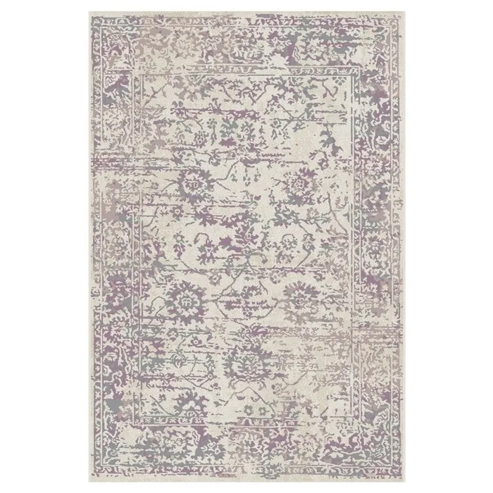 Covor living / dormitor Saga L 08LSW 1K, 160 x 230 cm, polipropilena heat-set + poliester, roz + gri + crem, dreptunghiular