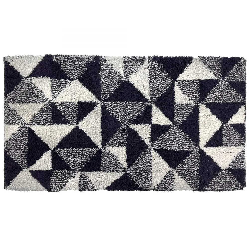 Covoras baie Saniplast Geometric, antiderapant, model forme geometrice, bej + negru, 55 x 100 cm