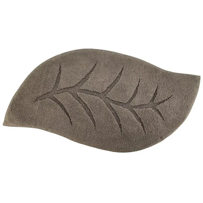 Covoras baie Saniplast Magnolia, antiderapant, forma frunza, gri maroniu, 55 x 100 cm