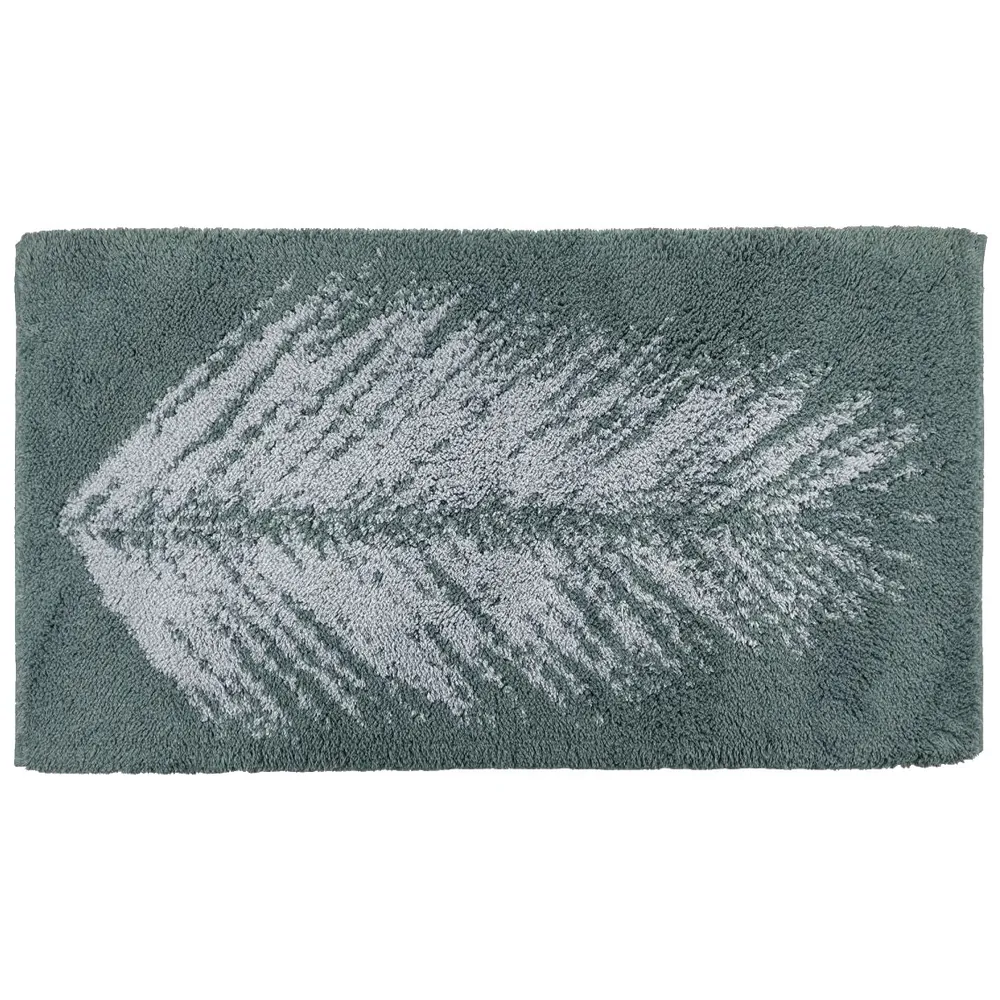 Covoras baie Saniplast Plume, antiderapant, model frunza, verde + bej, 60 x 120 cm