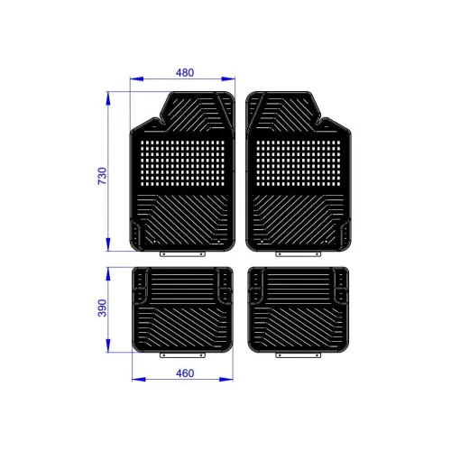 Covorase auto universale cauciuc tip tavita grupa B interior fata spate decupabile set 4 piese — imaginea 2