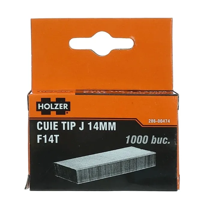 Cuie tip J, Holzer, 14 mm, pentru capsator pneumatic, otel, set 1000 bucati