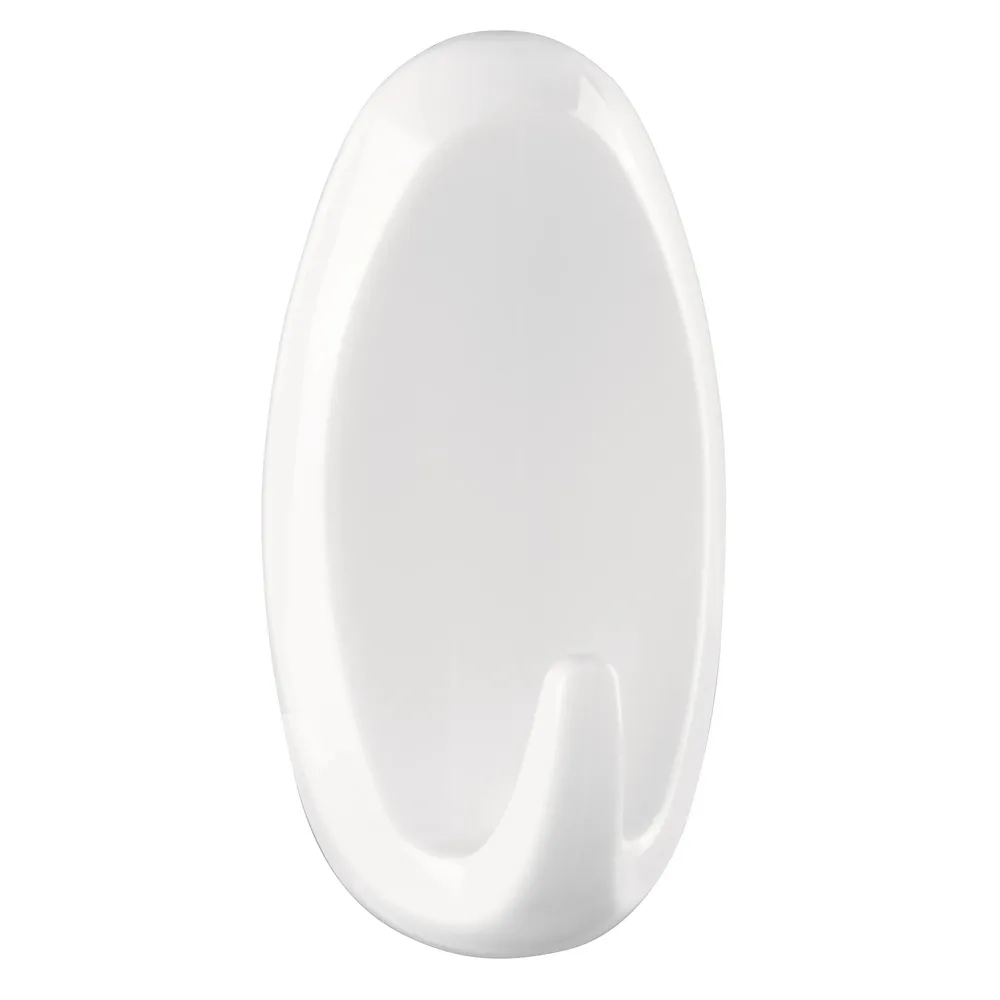 Cuier baie tesa Powerstrips, mare, oval, benzi dublu adezive incluse, alb, o agatatoare, set 2 bucati