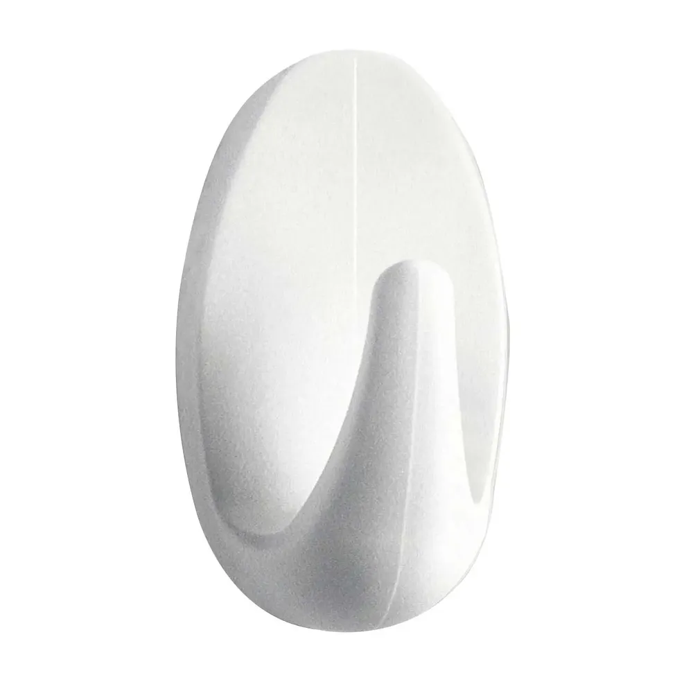 Cuier baie tesa Powerstrips, mic, oval, benzi dublu adezive incluse, alb, o agatatoare, set 3 bucati