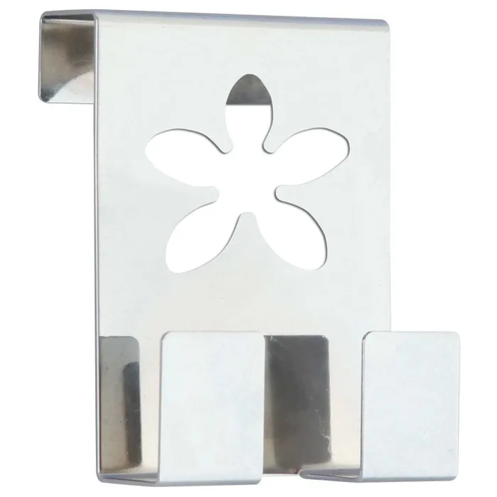 Cuier mobila cu 2 agatatoare, inox, cromat, pentru baie, dormitor, hol, prindere pe usa, 494.80.22