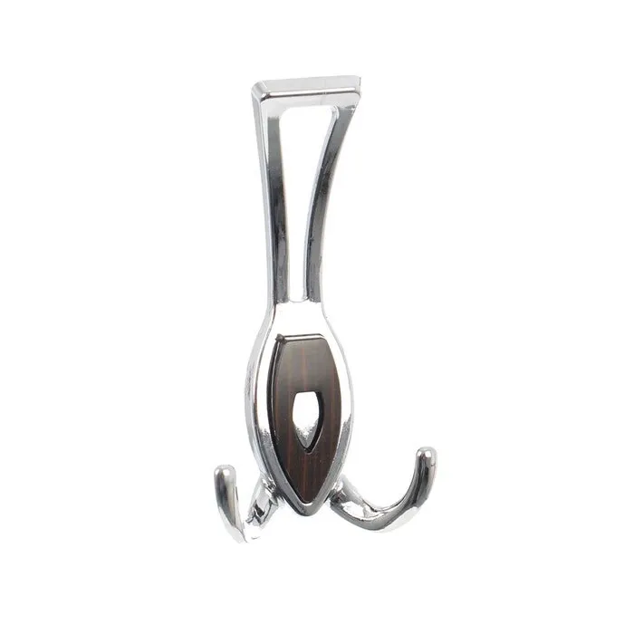Cuier mobila cu 3 agatatoare, zamac, cromat + wenge, pentru baie, dormitor, hol, prindere pe mobila / perete, 495.15.465
