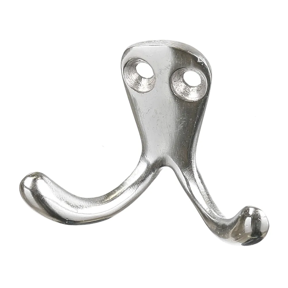 Cuier perete, o agatatoare dubla, metal, 4 cm, crom