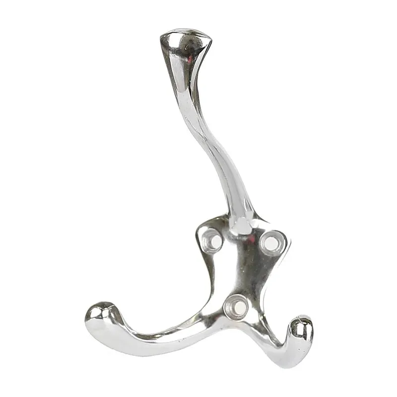 Cuier perete, o agatatoare tripla, metal, 16 cm, argintiu