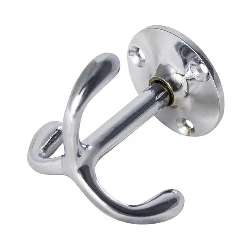 Cuier pivotant cu 3 carlige metalice 49x48x49mm, metal crom lucios