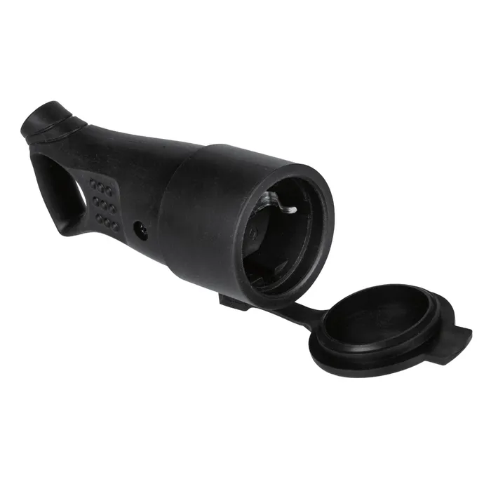 Cupla cauciuc cu capac Hoff Line, IP44, neagra, 16 A, 250 V