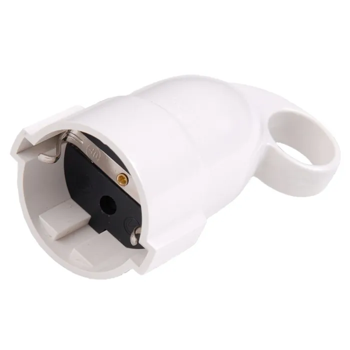 Cupla impamantare cu inel Hoff Line, policarbonat, IP20, alba, cu protectie copii, 16 A, 250 V