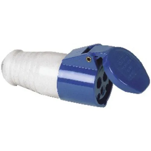 Cupla pentru stecher industrial 2P+E PCE 16A albastra, pentru exterior IP44