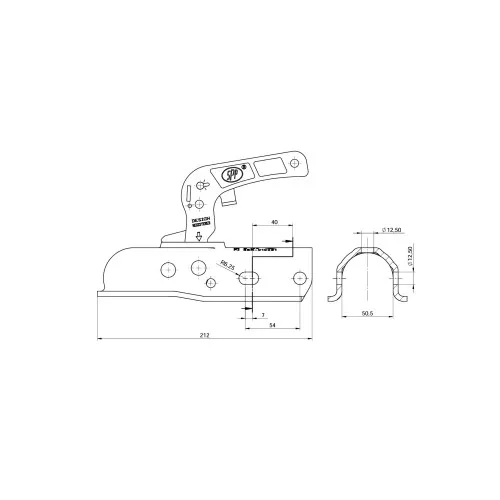 Cupla remorca 1700 kg pentru ax rotund 50 mm — imaginea 4