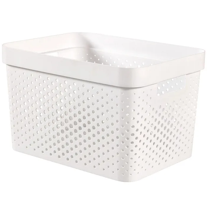 Cutie depozitare Curver Infinity Recycled, plastic reciclat, manere, 17 L, alb, 36 x 27 x 22 cm