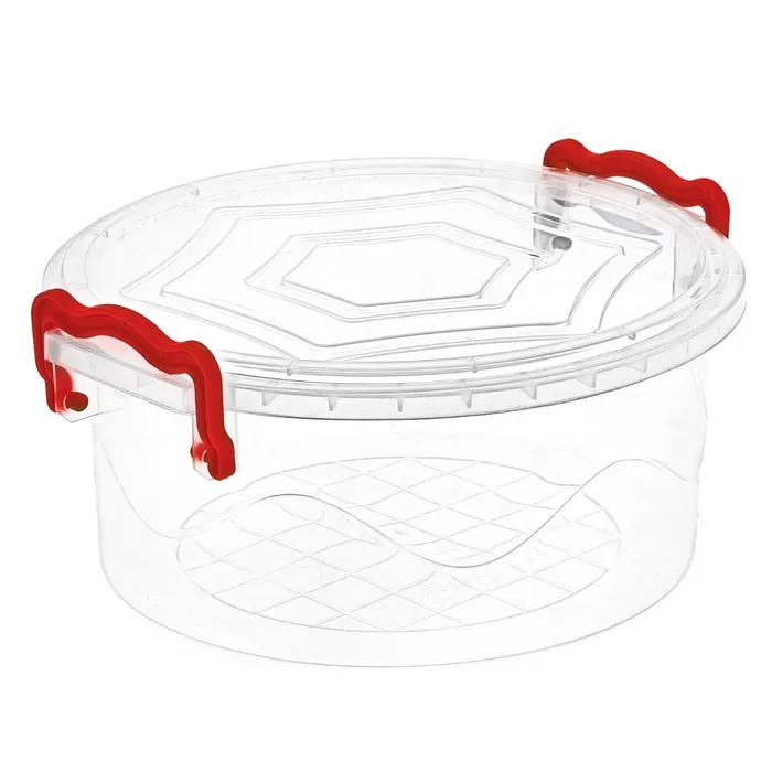 Cutie pentru alimente, Inaplast, plastic, rotunda, transparenta, cu maner, 2 L