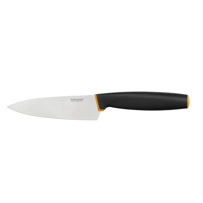 Cutitul bucatarului Fiskars Control+, mic, otel inoxidabil, negru + portocaliu, 12 cm