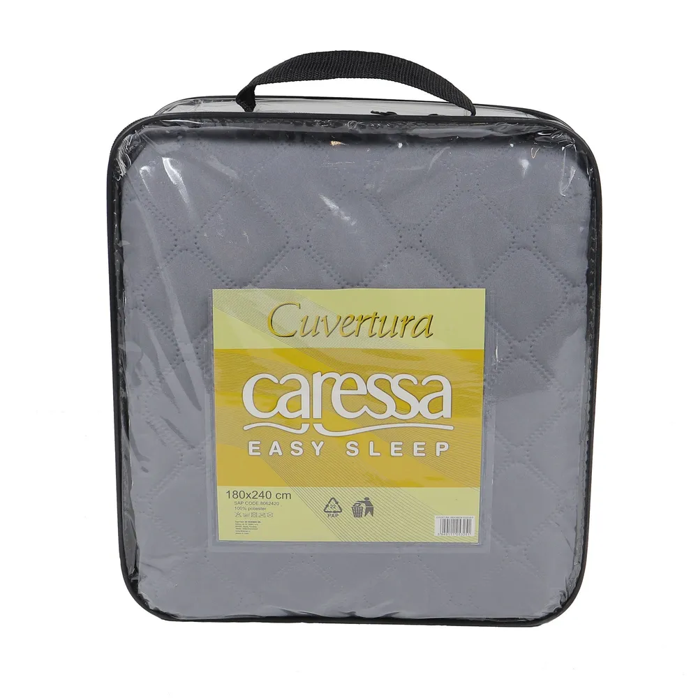 Cuvertura pat Caressa GS2016-D, poliester, gri, 180x240cm