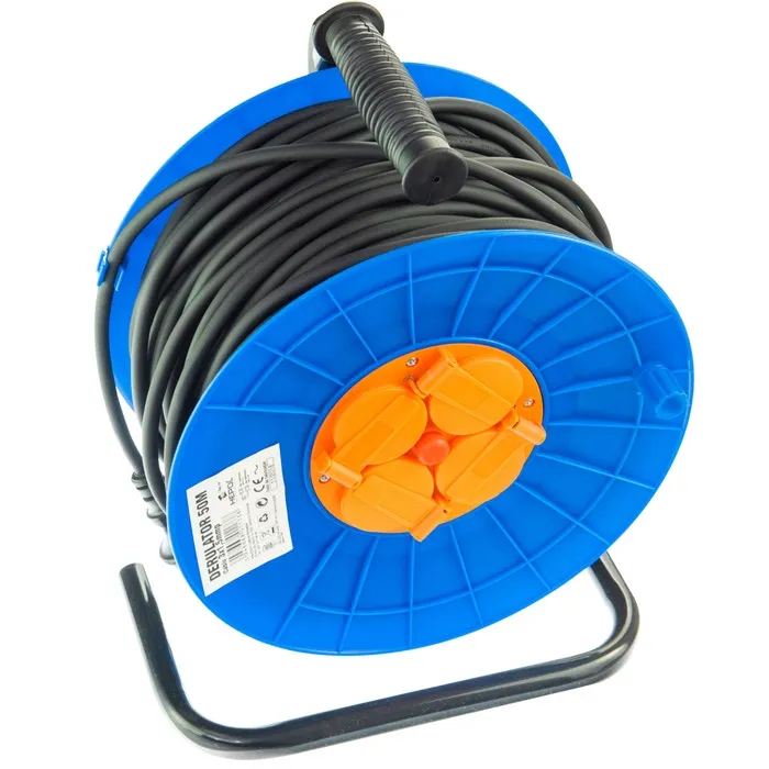 Derulator cablu electric Hepol, 4 prize, 50 m, 3 x 2.5 mmp, contact de protectie