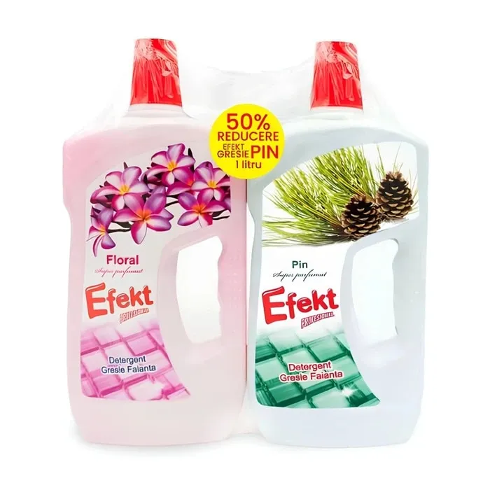 Detergent gresie si faianta, Efekt, set 2x1L, parfum floral si de pin