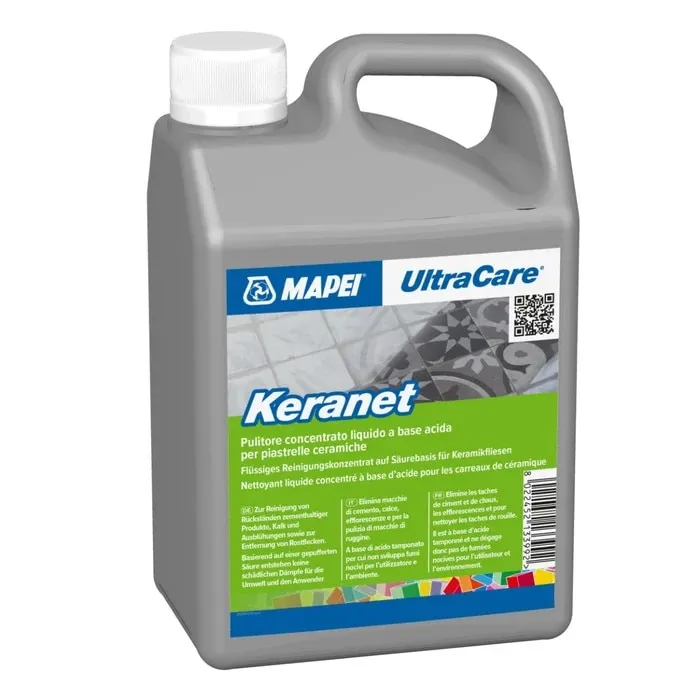 Detergent lichid concentrat pentru indepartarea resturilor cimentoase de pe placi ceramice, pe baza de acid, UltraCare Keranet, 1 L