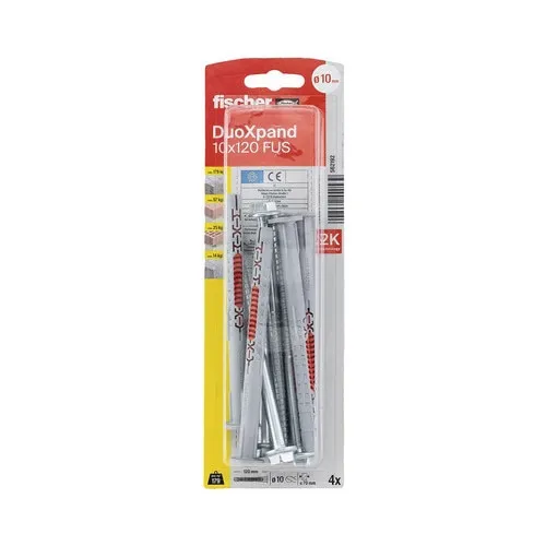 Diblu cu surub Fischer DuoXpand, set 4 buc, 10x120mm, pentru beton