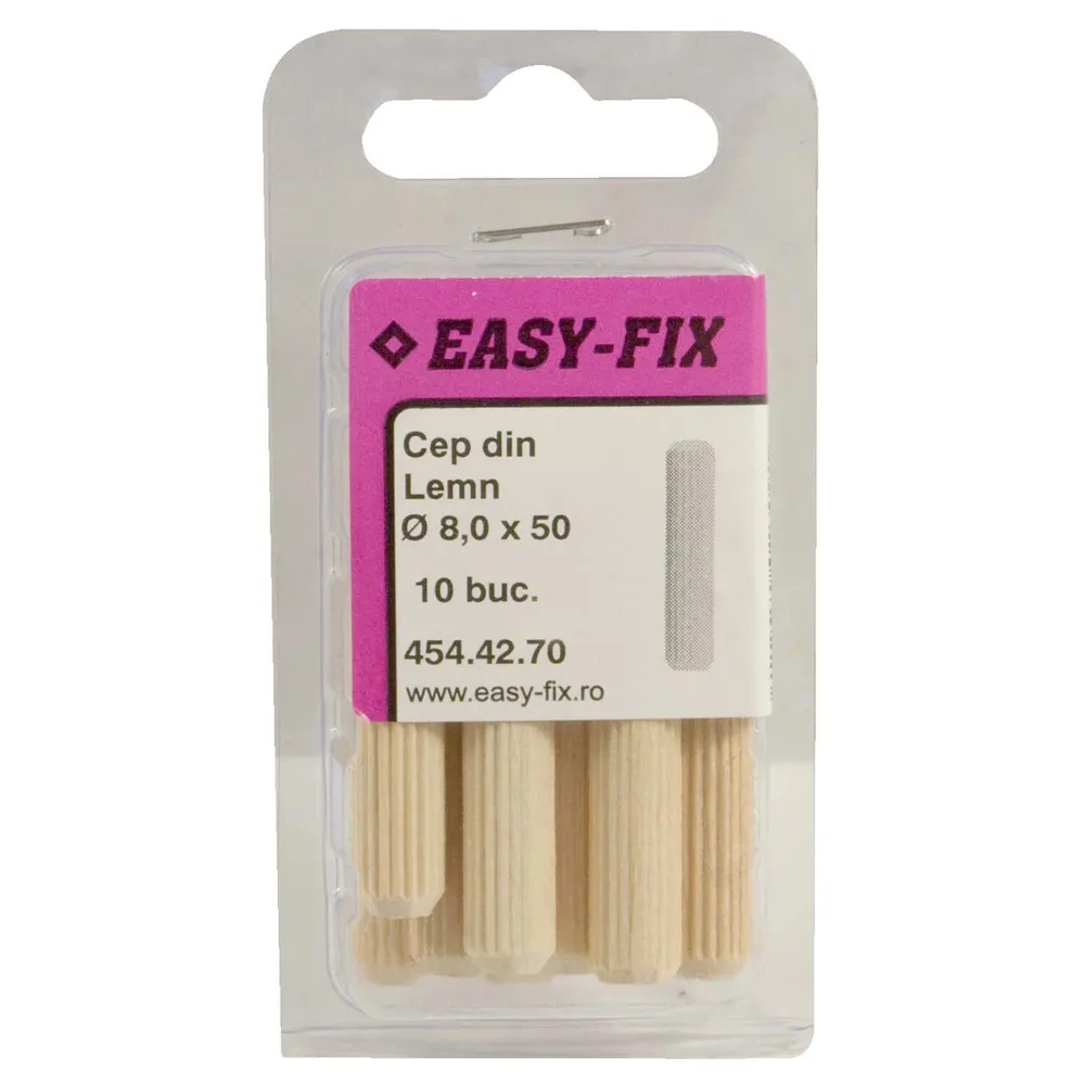 Diblu din lemn, Easy - Fix 454.42.70, 8 x 50 mm, set 10 bucati