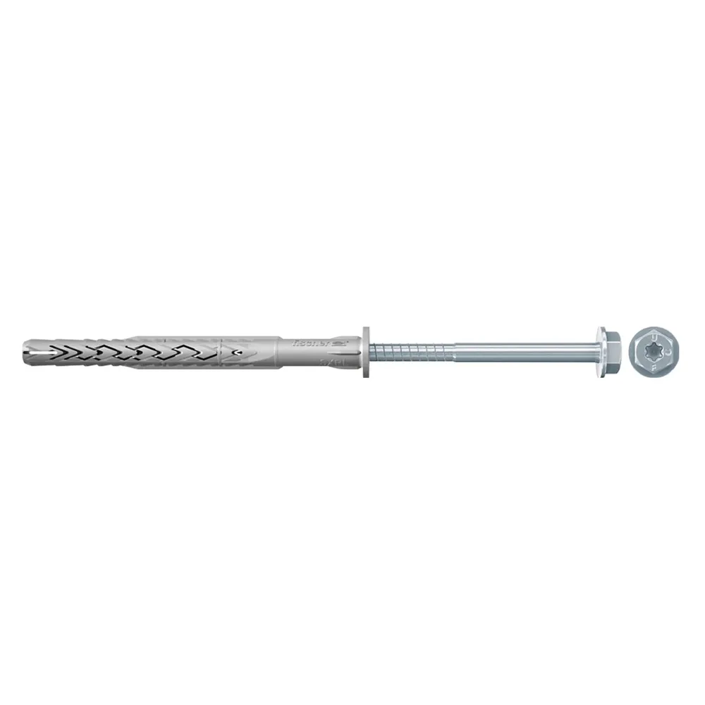 Diblu pentru materiale constructii, din nylon, 10 x 120 mm, Fischer SXR, cu surub de siguranta, hexagonal, Torx T40