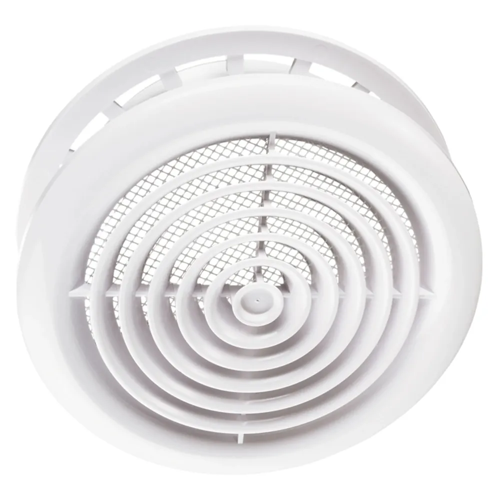 Difuzor aer cu flansa Vents MV 125 PFS, alb, PVC, D 125 mm