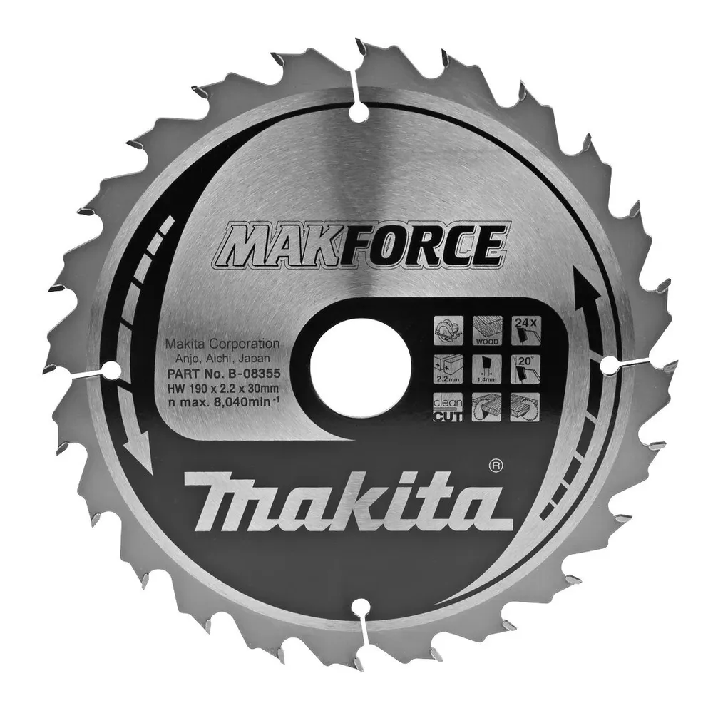 Disc circular, pentru lemn, Makita Markforce B-08355, 190 x 30 mm