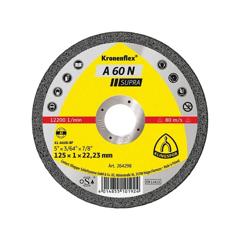 Disc debitare aluminiu, Klingspor A 60 N Supra, 125 x 22.23 x 1 mm