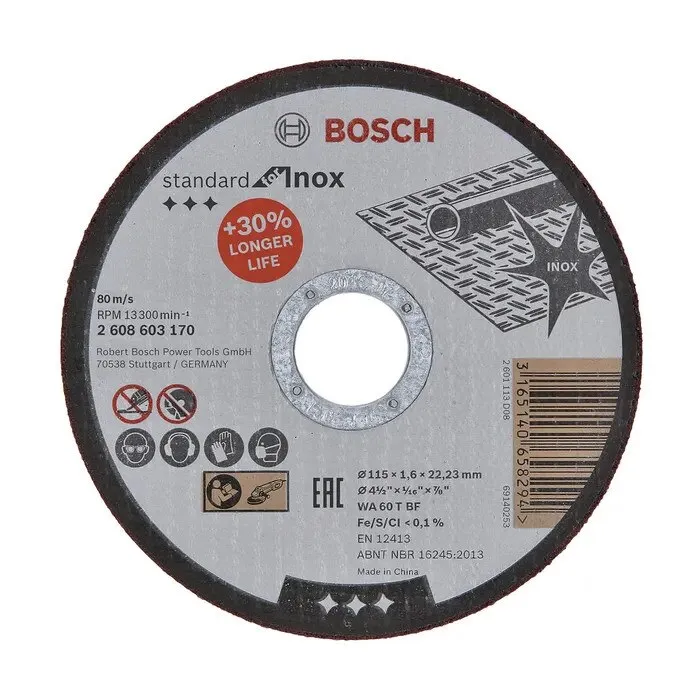 Disc debitare inox, Bosch Standard for Inox, 115 x 22.23 x 1.6 mm