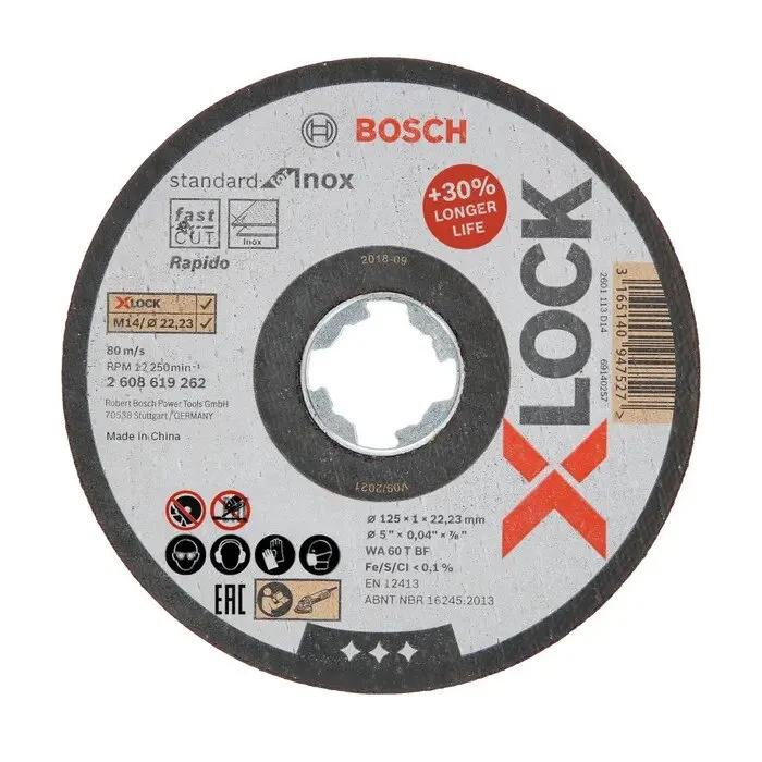 Disc debitare inox Bosch X-Lock Standard, 125x22.23x1 mm