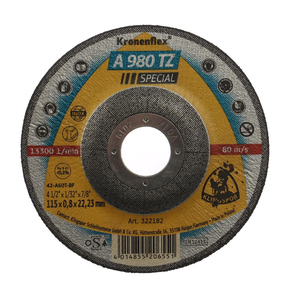 Disc debitare inox si otel, Klingspor A 980 TZ Special, 115 x 22.23 x 0.8 mm