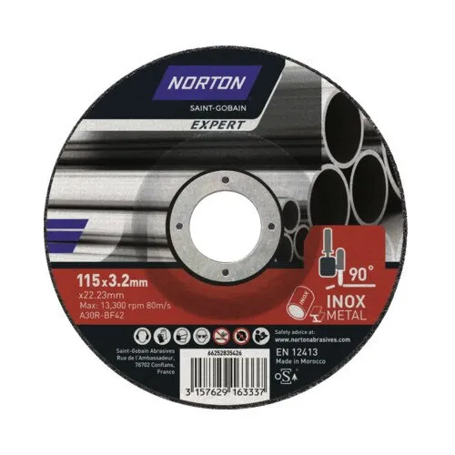 Disc debitare metal Norton Expert Ø115x3, 2x22, 23mm, profil conic de debitare