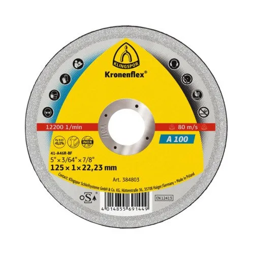 Disc debitare metal, otel, inox Klingspor Kronenflex A100 EXTRA Ø115x1, 6x22, 23 mm