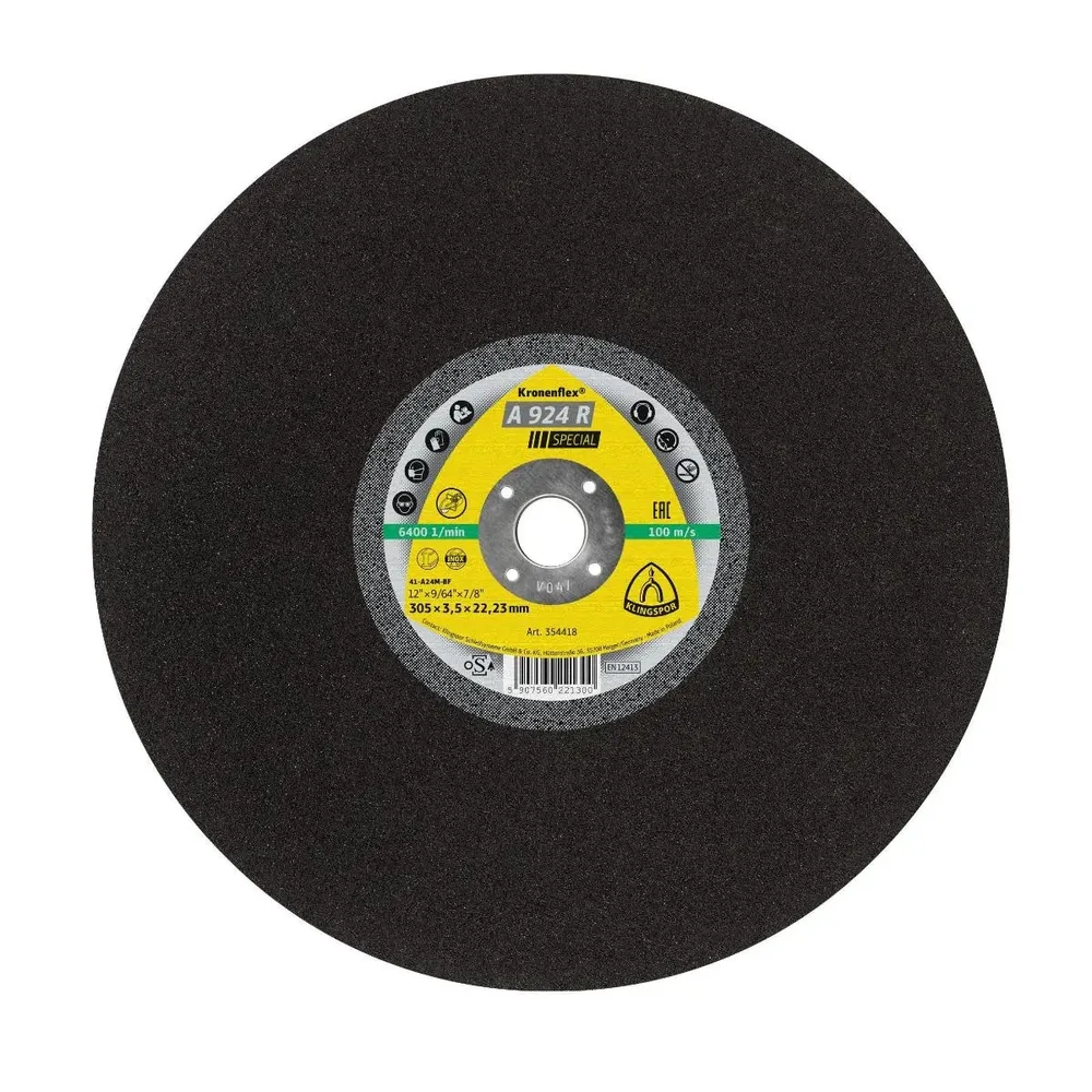Disc debitare otel / inox, Klingspor A 924 R, 305 x 25.4 x 3.5 mm