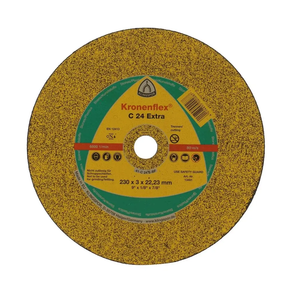 Disc debitare piatra si beton, Klingspor C 24 Extra, 230x22.23x3mm