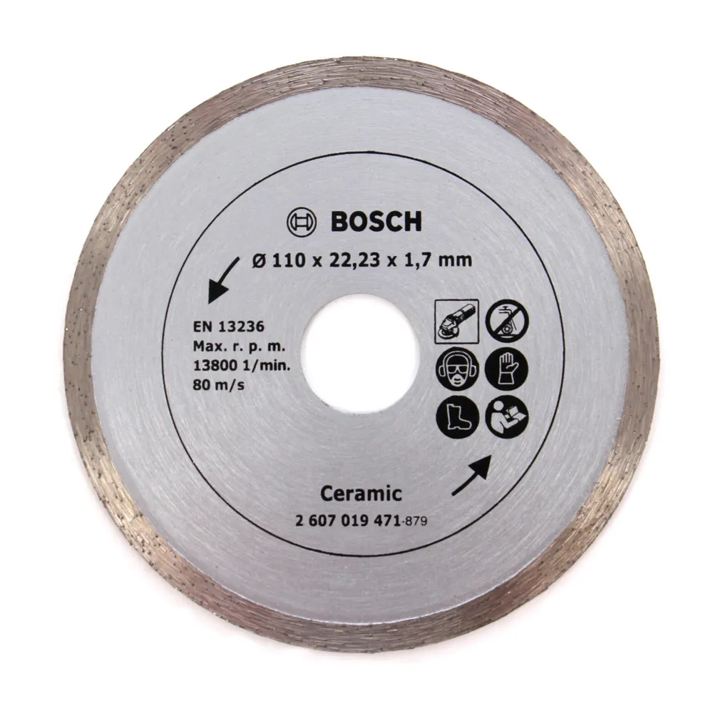 Disc diamantat continuu 110x22.23x1.7mm pentru debitare ceramica si granit