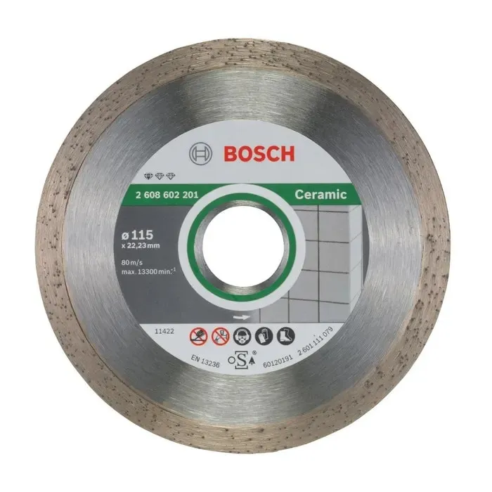 Disc diamantat, continuu, pentru debitare placi ceramice, Bosch Standard for Ceramic, 115 x 22.23 x 1.6 mm