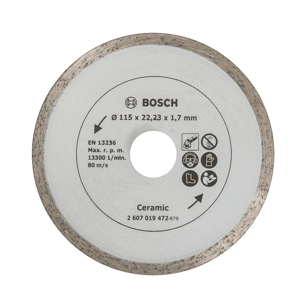 Disc diamantat, continuu, pentru debitare placi ceramice / granit, Bosch Ceramic, 115 x 22.23 x 1.7 mm