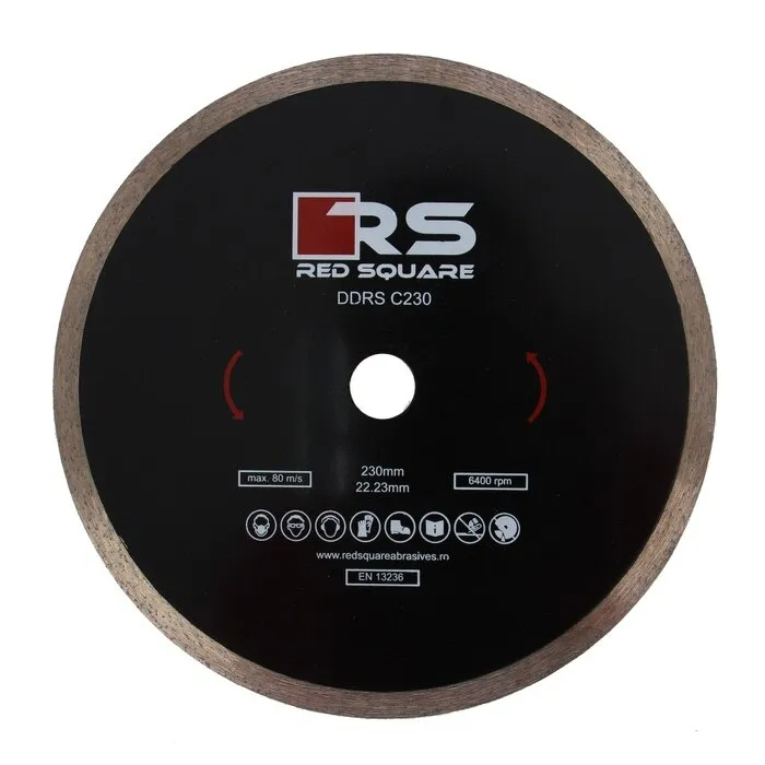 Disc diamantat, continuu, pentru debitare placi ceramice, Red Square DDC230, 230 x 22.23 x 2.7 mm