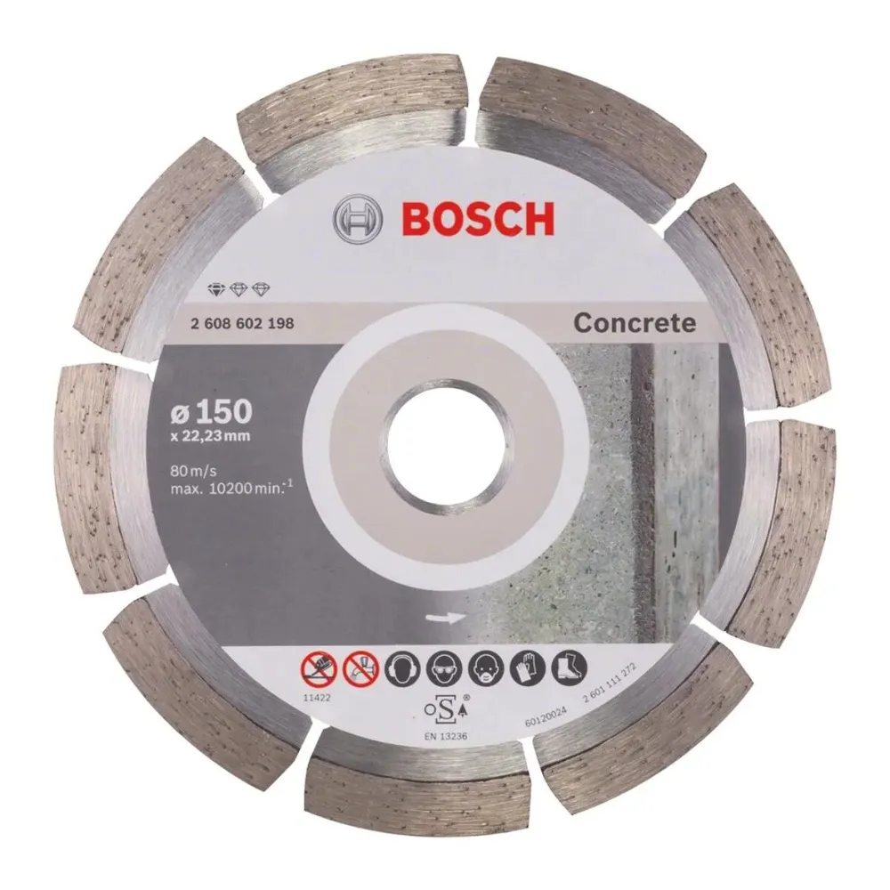 Disc diamantat, cu segmente, pentru debitare beton, Bosch Standard for Concrete, 150 x 22.23 x 2 x 10 mm