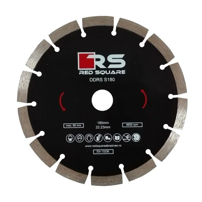 Disc diamantat, cu segmente, pentru debitare beton, Red Square DDS180, 180 x 22.2 x 2.4 mm