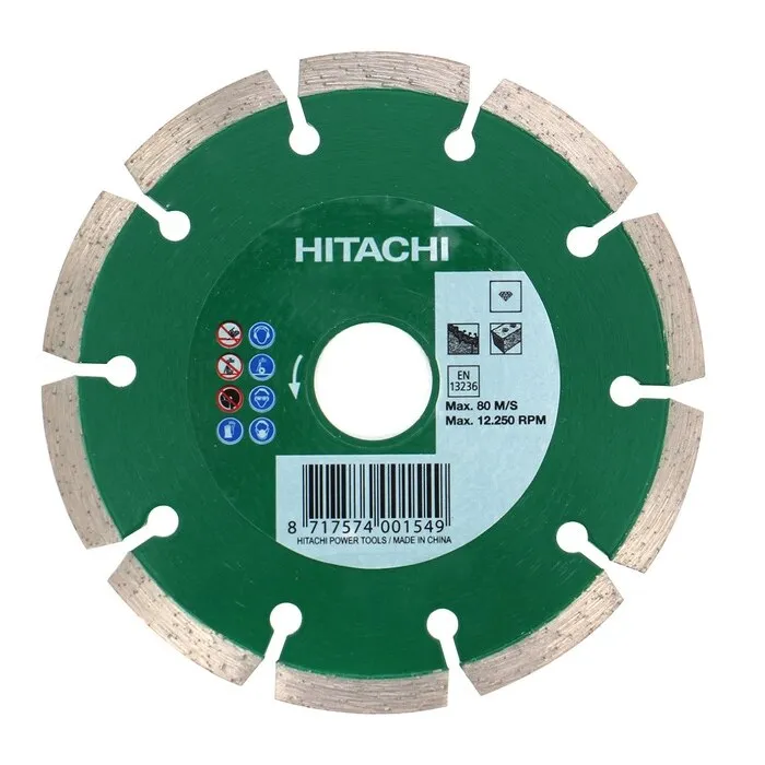 Disc diamantat, cu segmente, pentru debitare materiale de constructii, Hikoki 752812, 125 x 22.2 x 2.1 x 10 mm